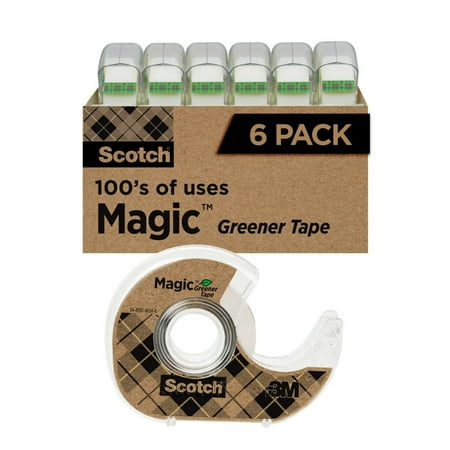 Scotch Magic Greener Tape, Matte-finish, 3/4 in. x 600 in., 6 Dispensers