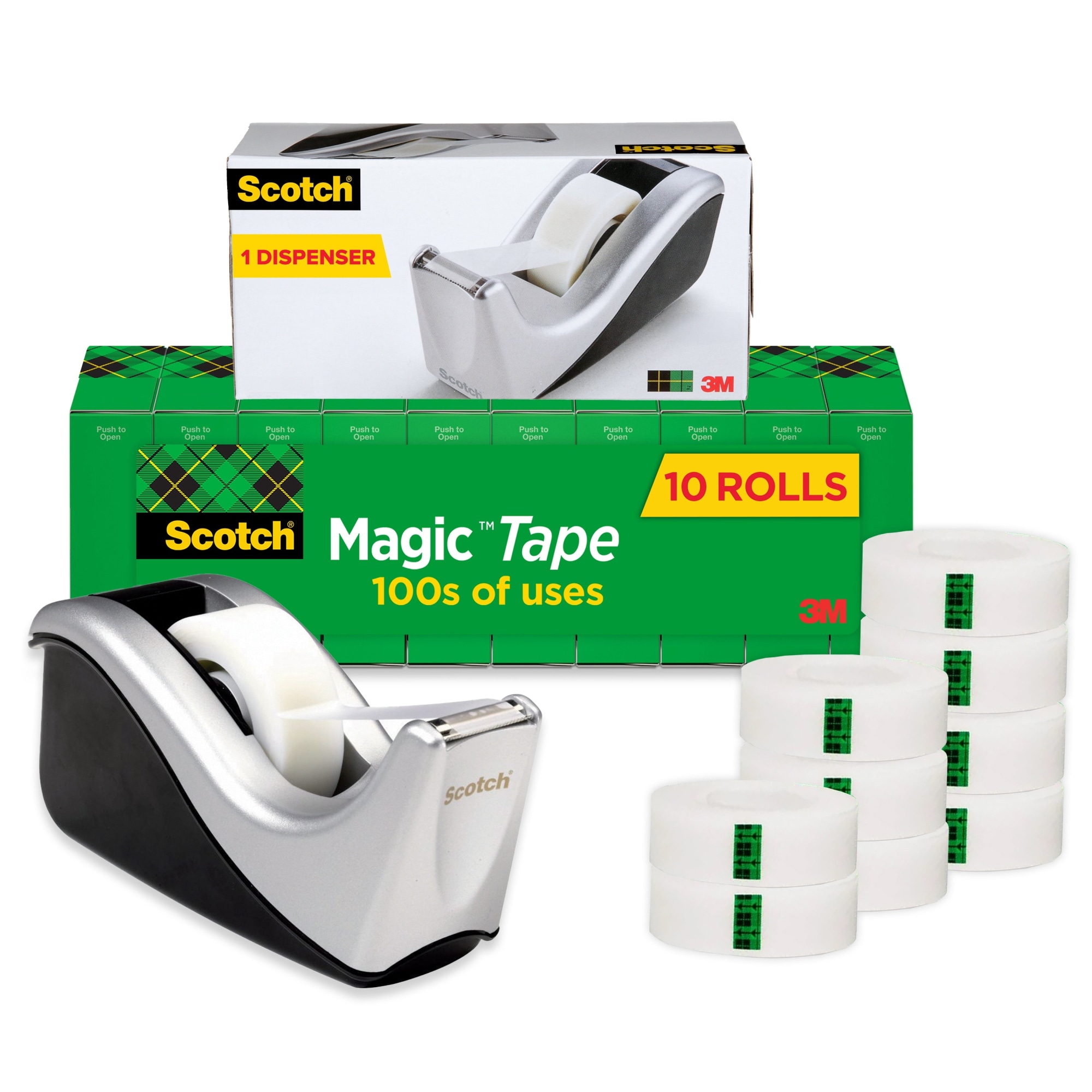 Scotch® Magic™ Invisible Tape 810 With C-60 Dispenser, 3/4" x 1,000", Pack Of 10 Tape Rolls