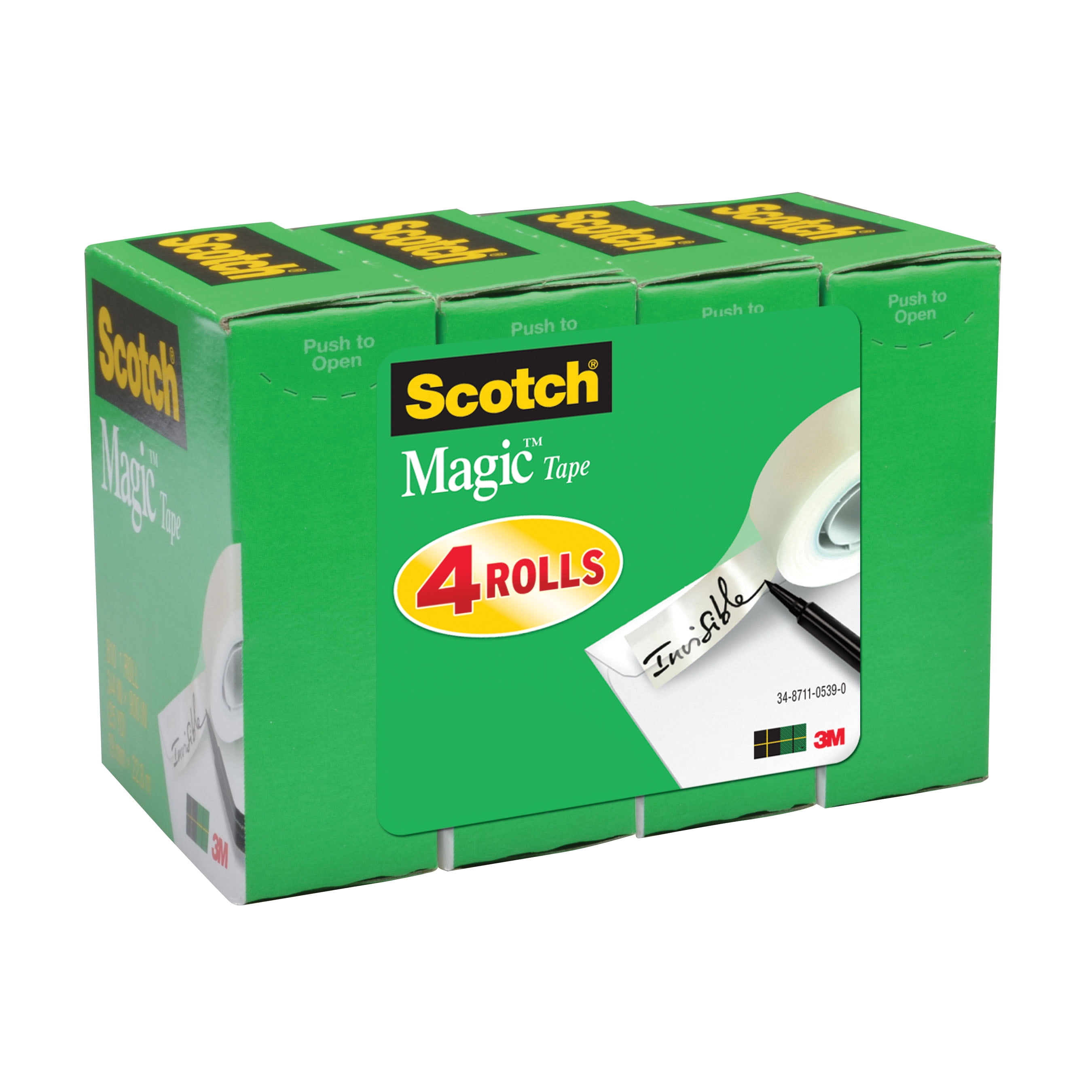 Scotch Magic Invisible Tape 810K4, 3/4 in x 1000 in (19 mm x 25,4 m) 4Pack