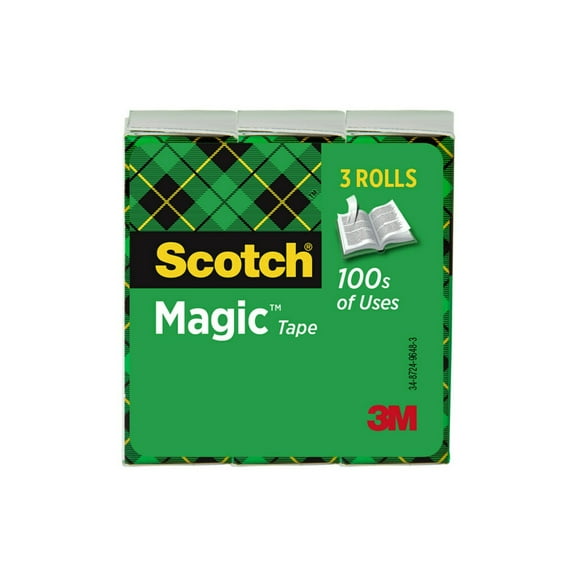Scotch Magic Tape 1" x 2592" 3" Core 3/Pack, Clear