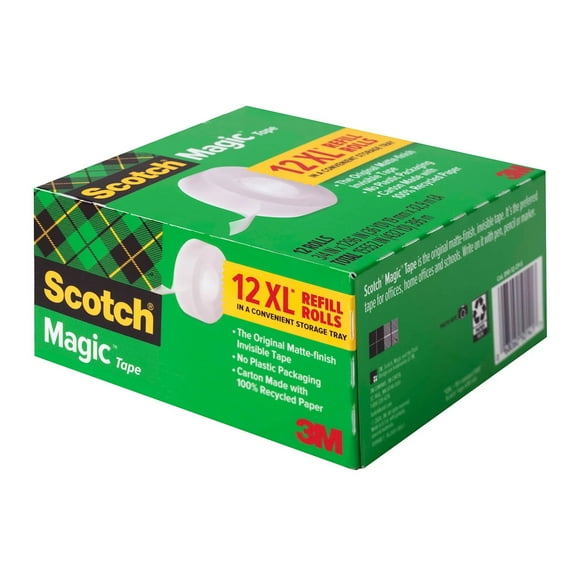 Scotch Magic Tape, 3/4 in x 1296 in, 12 Pack
