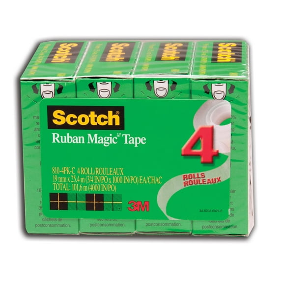 Scotch Magic Tape, 3/4 x 1,000, 4 Ct
