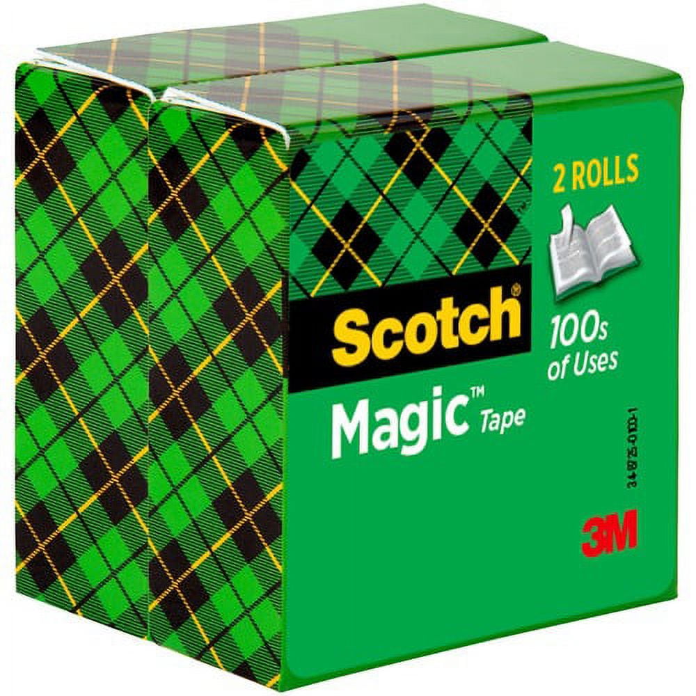 Scotch Magic Tape - 72 yd Length x 0.75" Width - 3" Core - 1 Pack - Clear | Bundle of 10 Packs