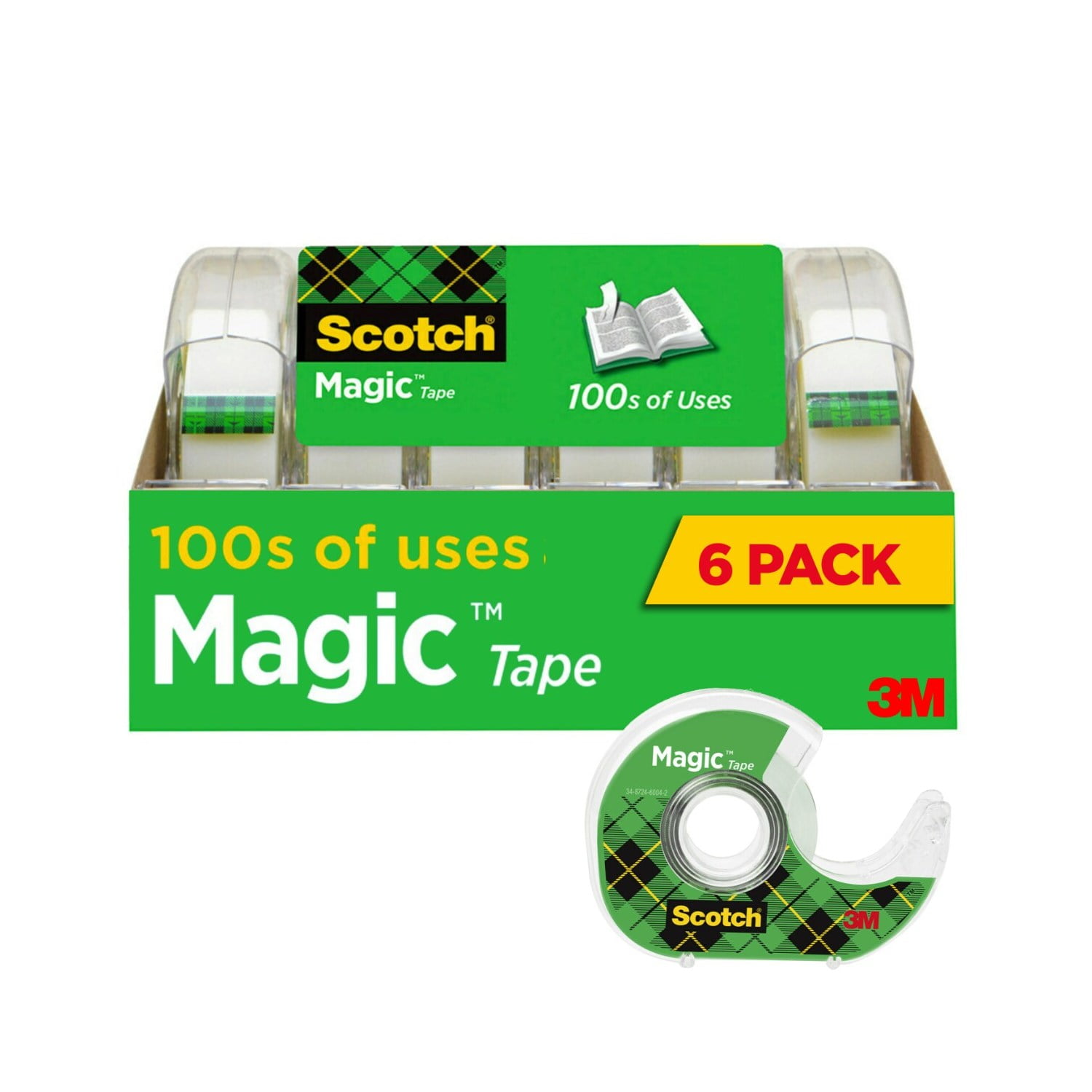 Scotch Magic Tape Dispensers, 3/4 in. x 650 in., 6 Dispensers