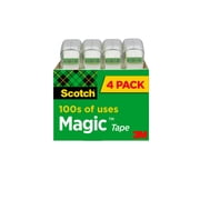 Scotch Magic Tape Dispensers, Clear Matte Finish, 3/4 in. x 500 in., 4 Dispensers