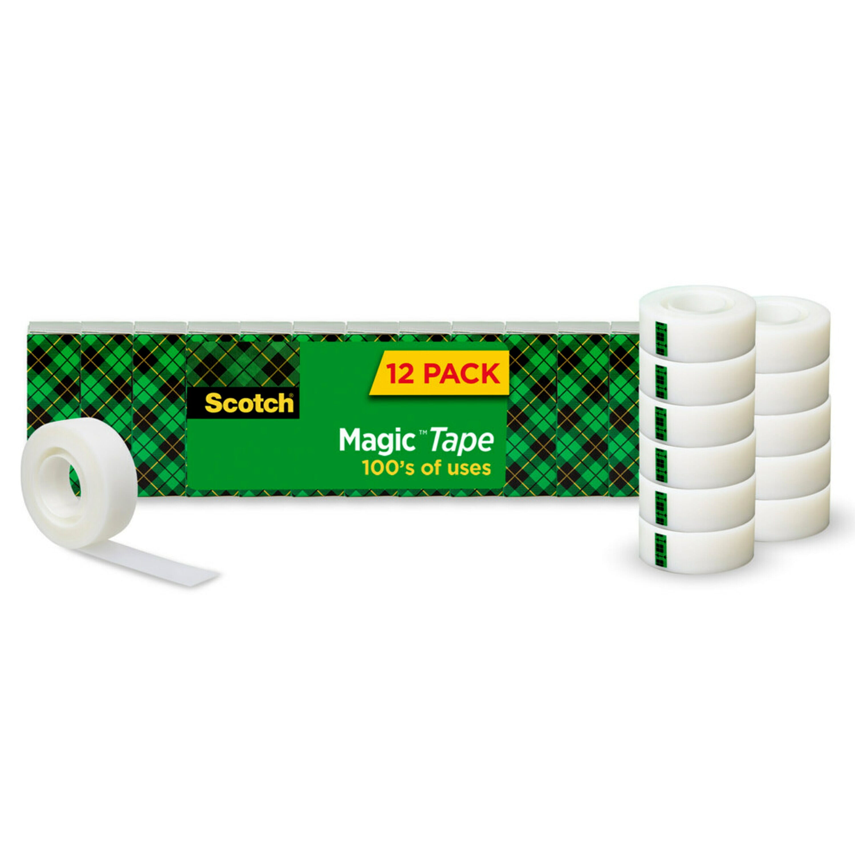 3M Scotch Magic Tape (Matte Finish) 3/4x36 yards Desk Dispenser Refills,  12 rolls/box