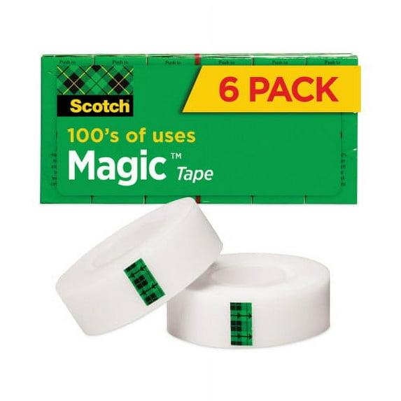Scotch Magic Tape Refill, 1" Core, 0.75" x 83.33 ft, Clear, 6/Pack, Each