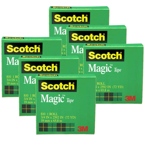 Scotch Magic Tape Refill Rolls, 3/4" x 1296" Per Roll, 6 Rolls