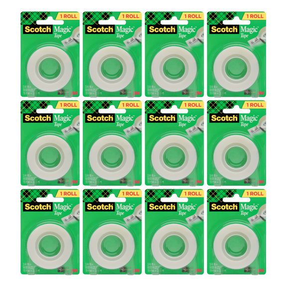 Scotch Magic Tape Rolls [Invisible Matte Finish]: 3/4 in. x 1000 in. (Translucent) [12-pack]