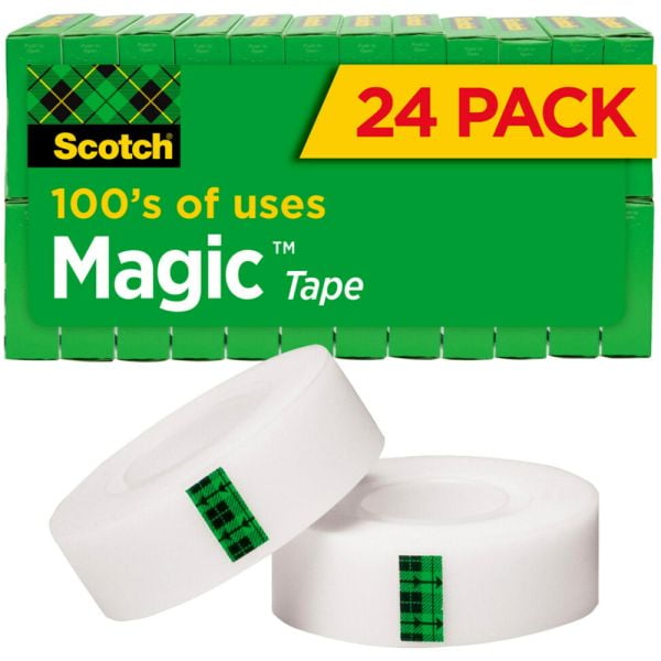 Scotch Magic Tape Value Pack, 1" Core, 0.75" x 83.33 ft, Clear, 24/Pack (810K24)