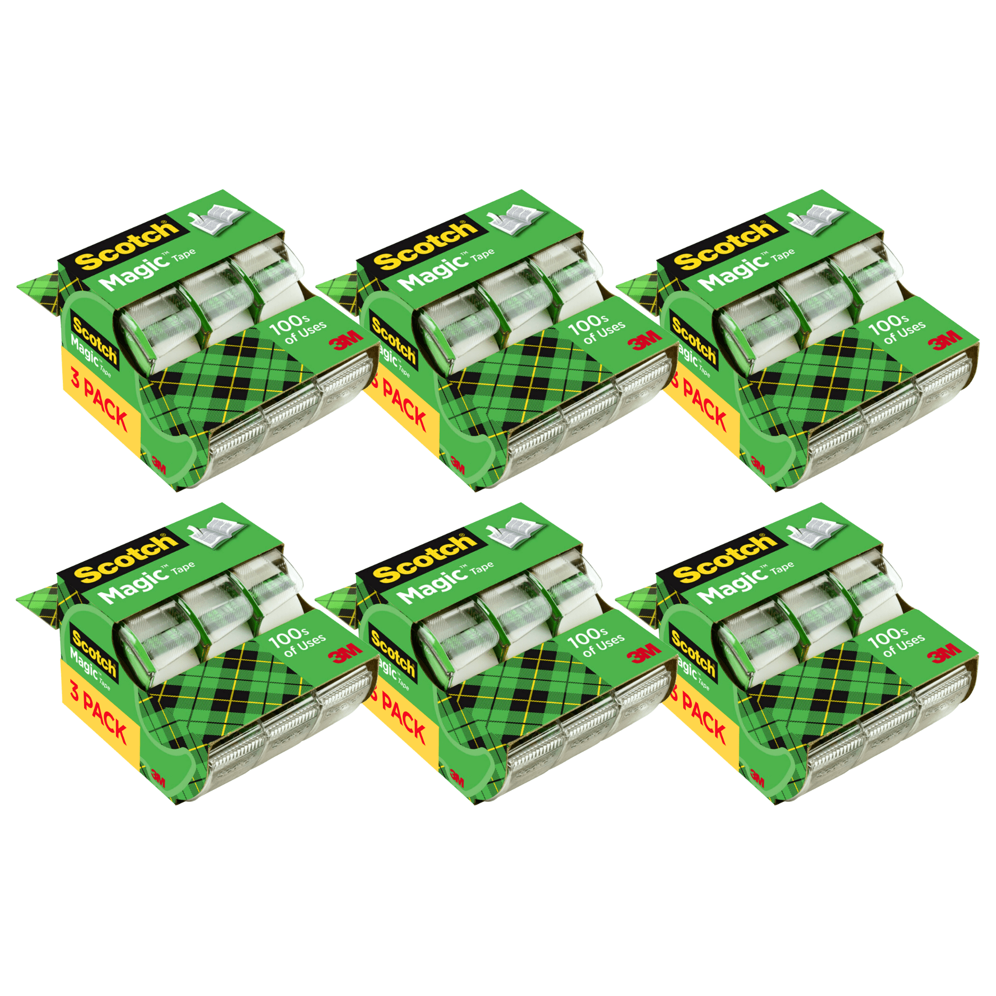 Scotch Magic Tape on Dispenser [Invisible Matte Finish]: 3/4 in. x 300 in. (Translucent) [18-pack]