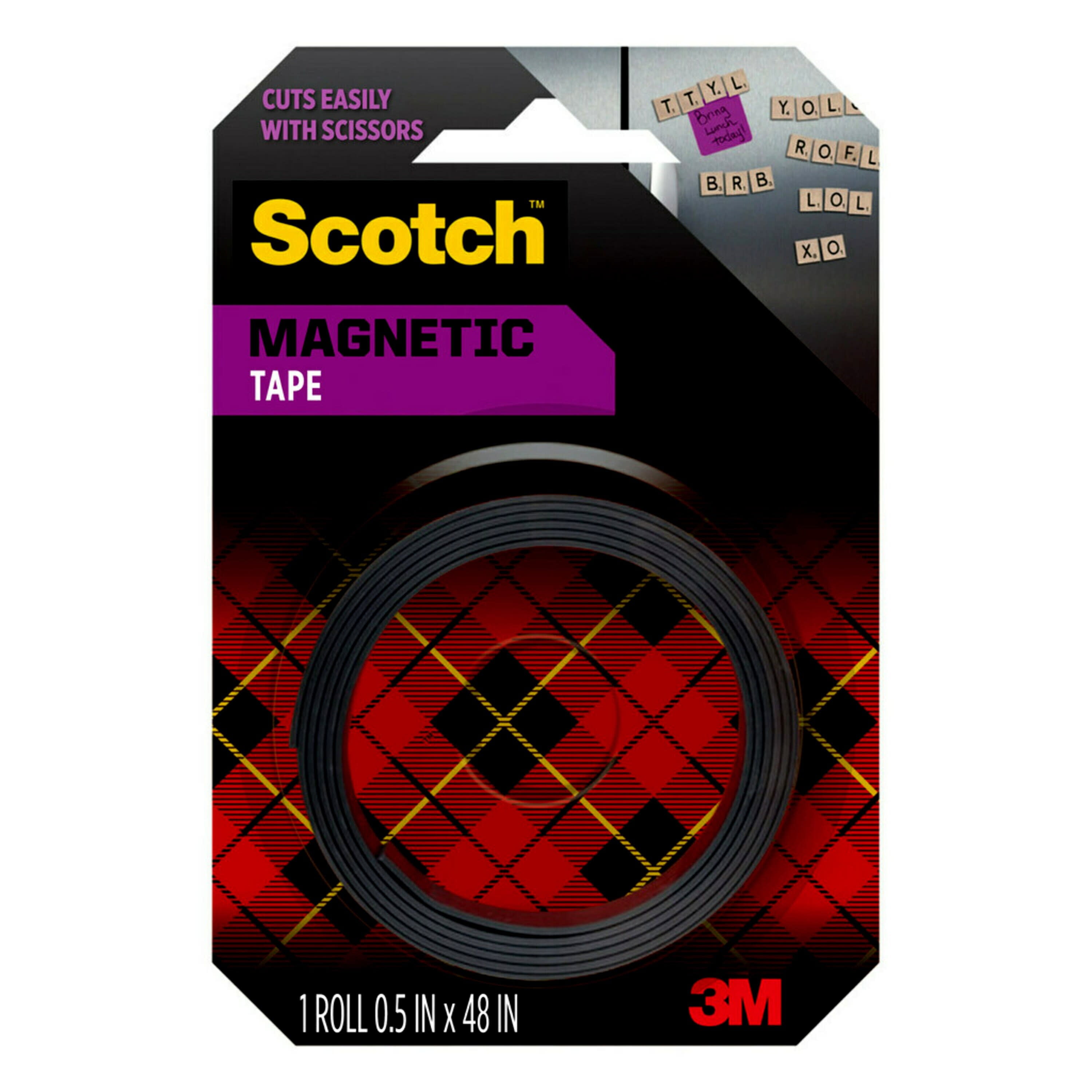 Scotch .5 x 4' Repositionable Magnetic Tape - Black