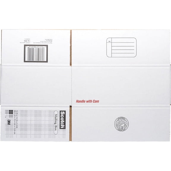 Scotch Mailing Box - External Dimensions: 14" Length x 10" Width x 5.5" Height - White - For Mail - Recycled - 1 Each | Bundle of 2 Each