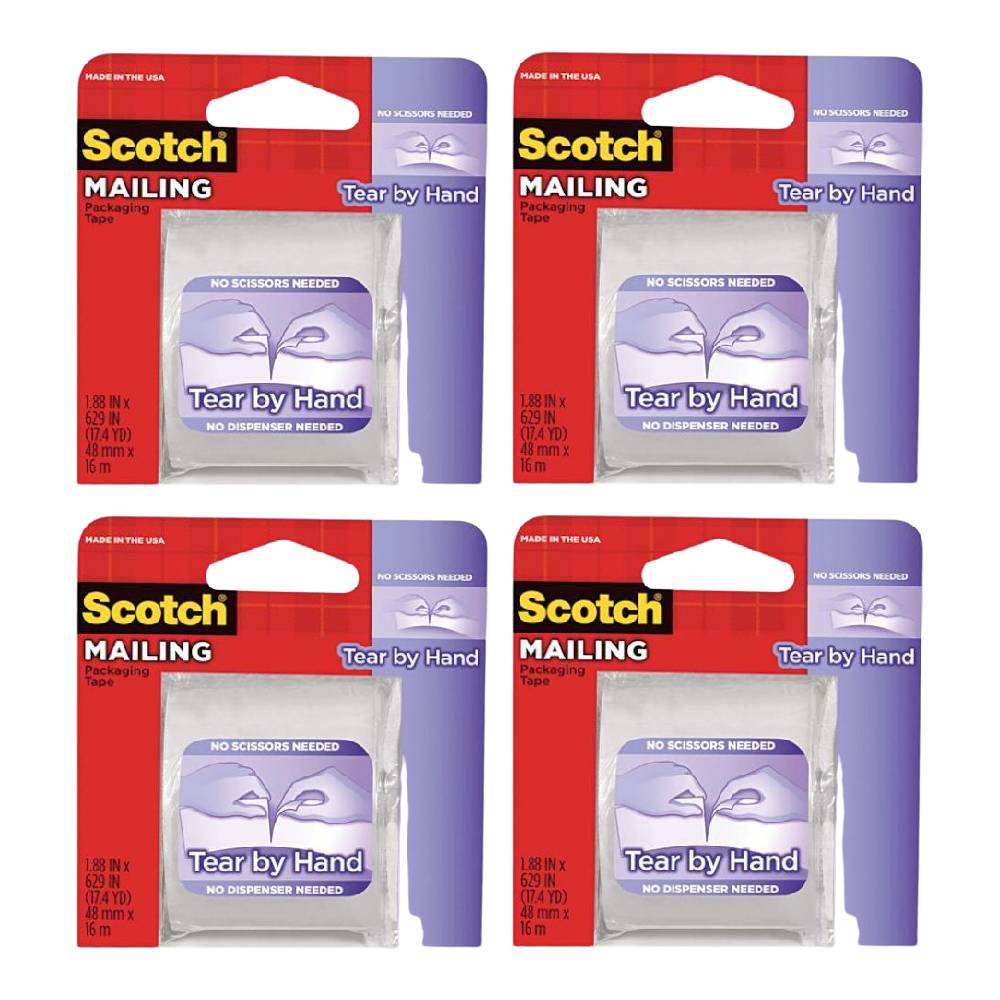 Scotch Mailing Packaging Shipping Tape Tear by Hand 1.88 x 629 in Roll