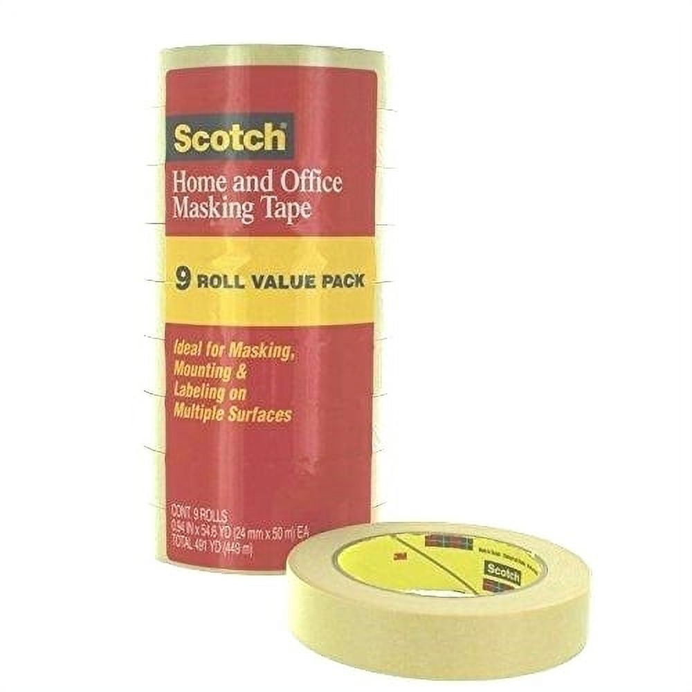 Scotch Masking Tape 1" x 55yds 3" Core Tan 9 Pack