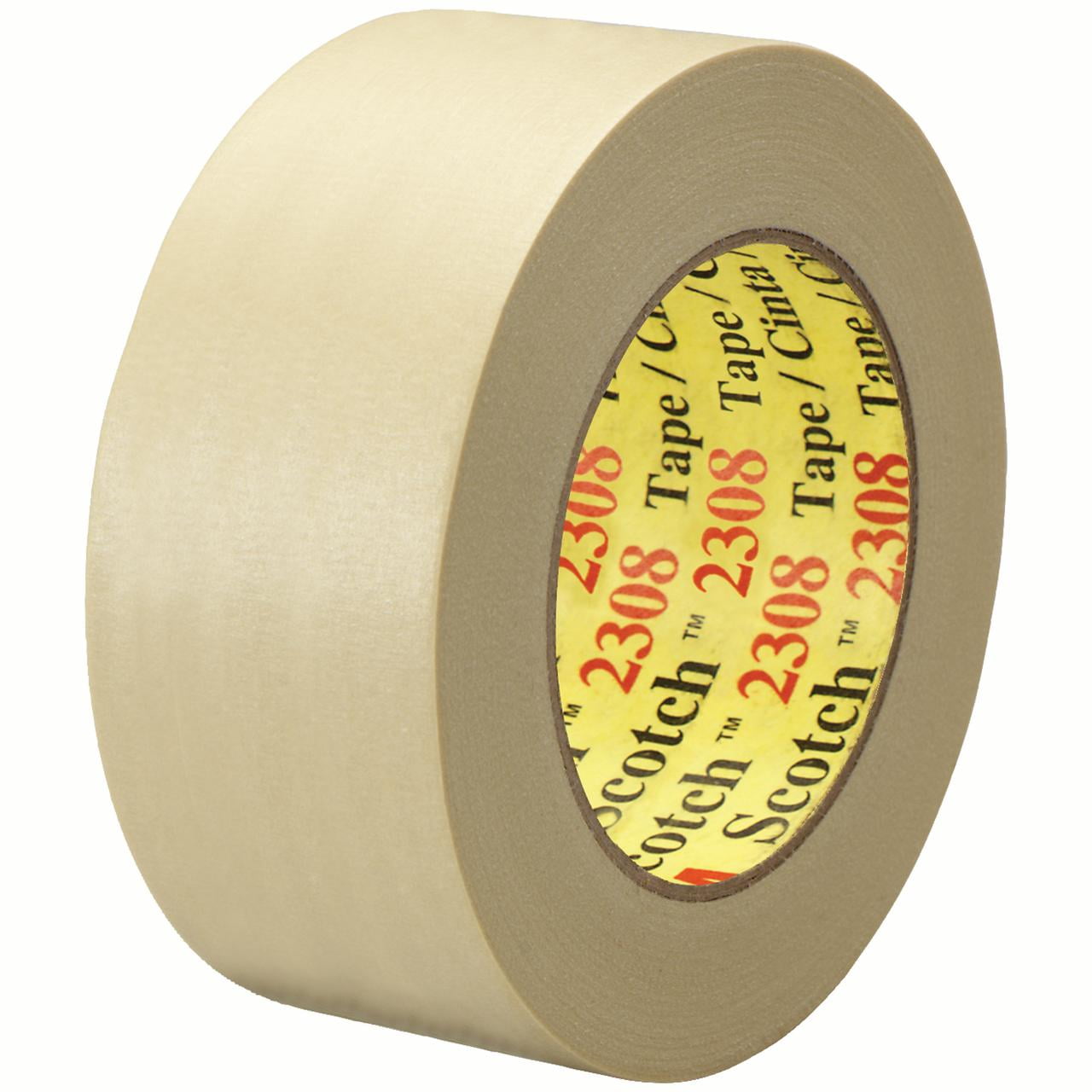 3M™ 2308 Masking Tape, 3" Core, 2" x 180', Natural, Pack Of 24