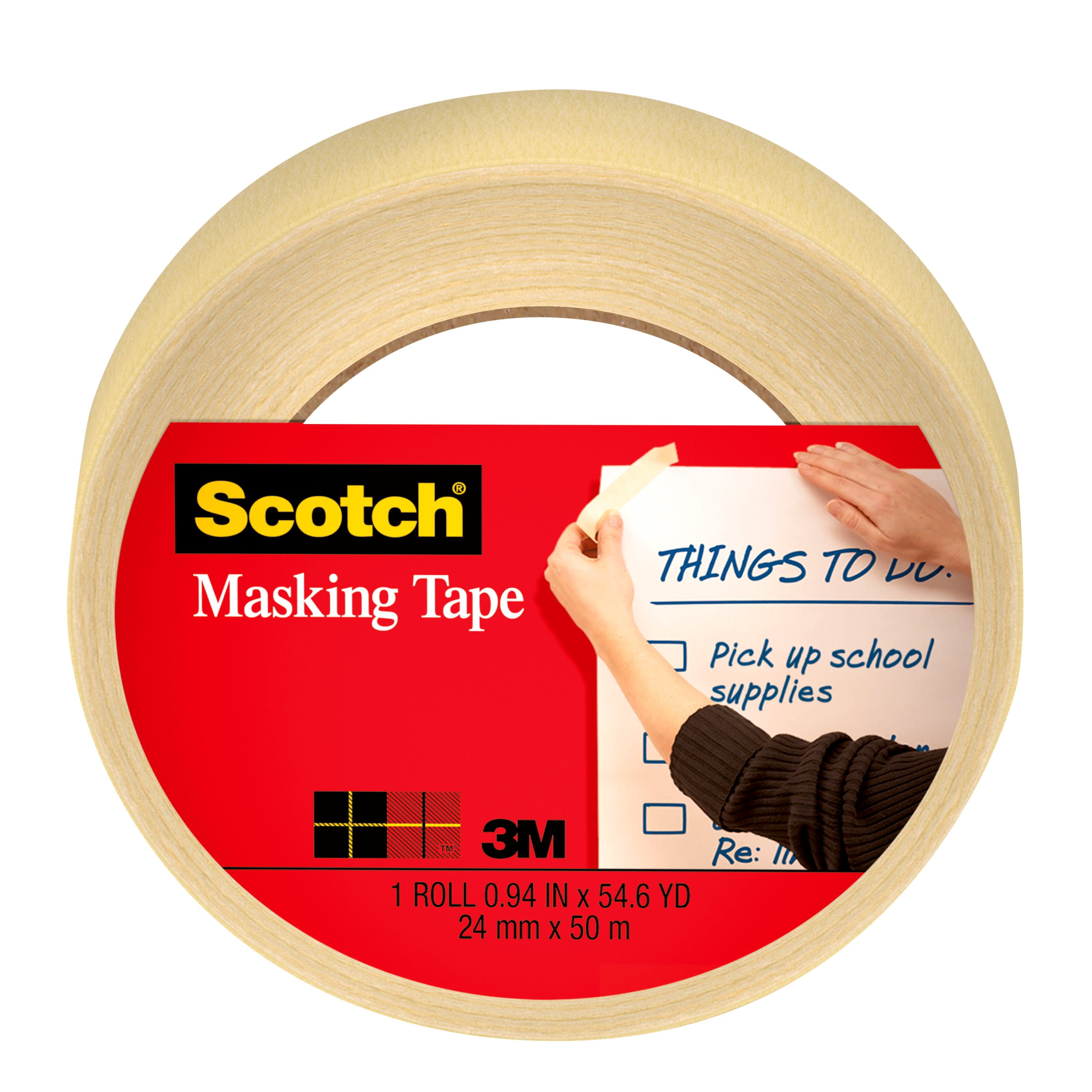 Scotch® Paint Masking Tape, 231, tan, 1.4 in x 60 yd (36 mm x 55 m), 24  rolls per case