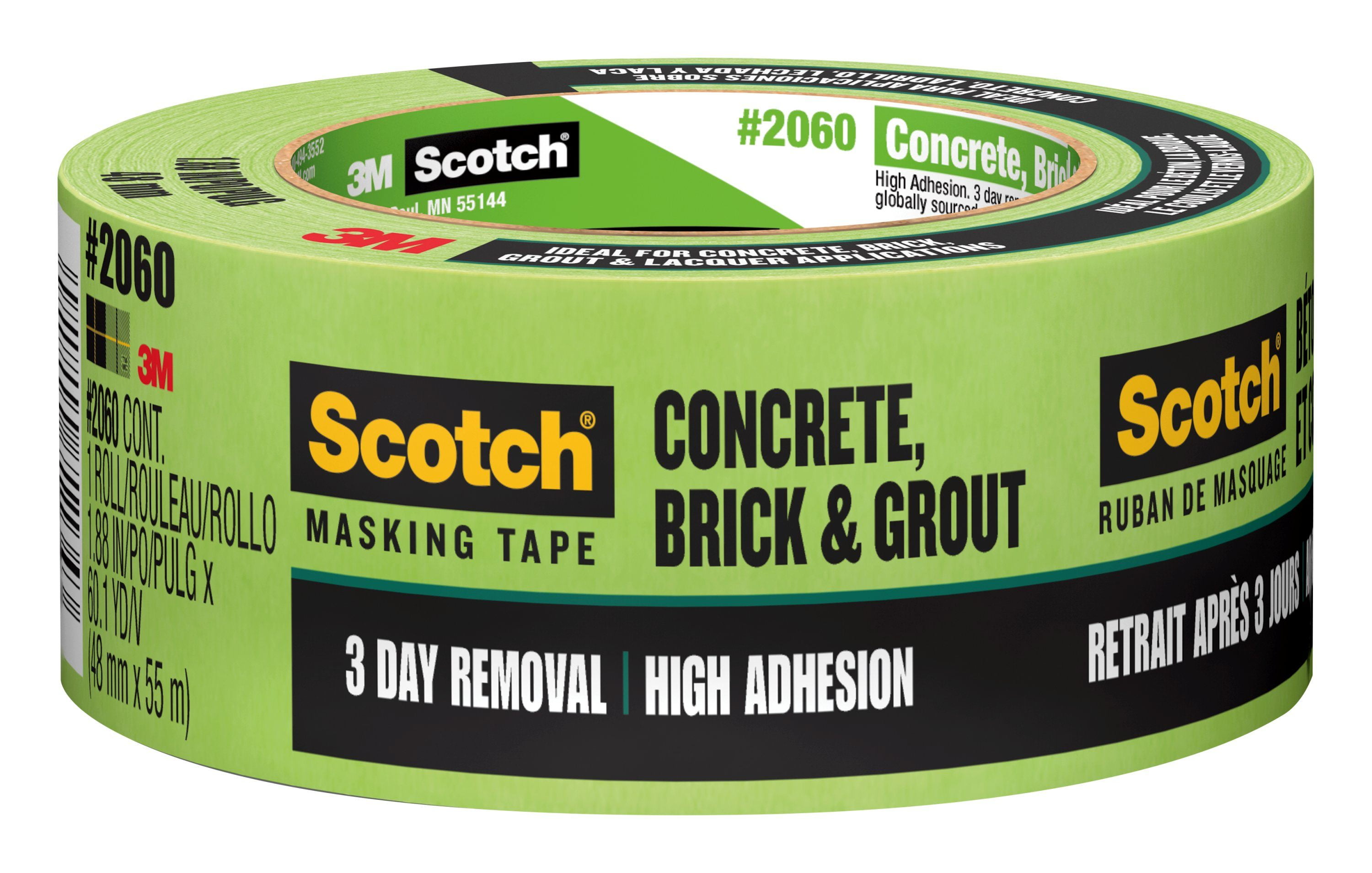 Scotch Masking Tape for Hard-to-Stick Surfaces 2060-48A-BK Green, 48 mm x 55 m, 24 per case Bulk