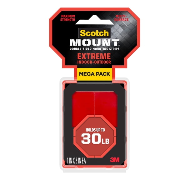 Scotch Mount Extreme Double Sided Mounting Strips, Black, 1 x 3 in, 48 Strips