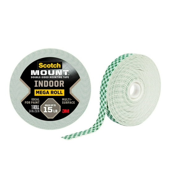 Scotch Mount Indoor Double-Sided Mounting Tape, White, 0.75 x 350 in, 1 Roll