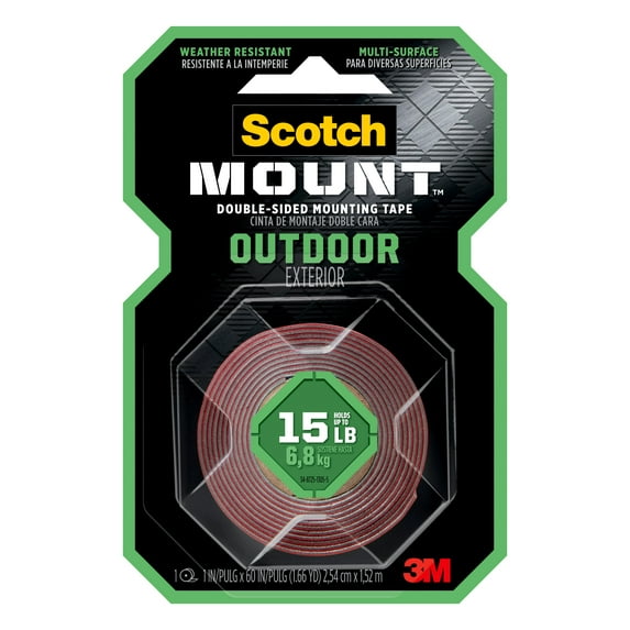 Scotch-Mount Outdoor Double-Sided Mounting Tape, 1 in x 60 in, 1 Roll