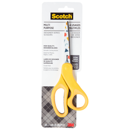 Scotch Multi-Purpose Scissors: 8-inch scissor / 1-pack (Yellow Handle / Designer Series)