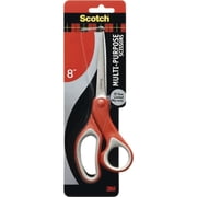 Scotch Multi-Purpose Stainless Steel Scissors, 8", Sharp Edge, Red & Grey