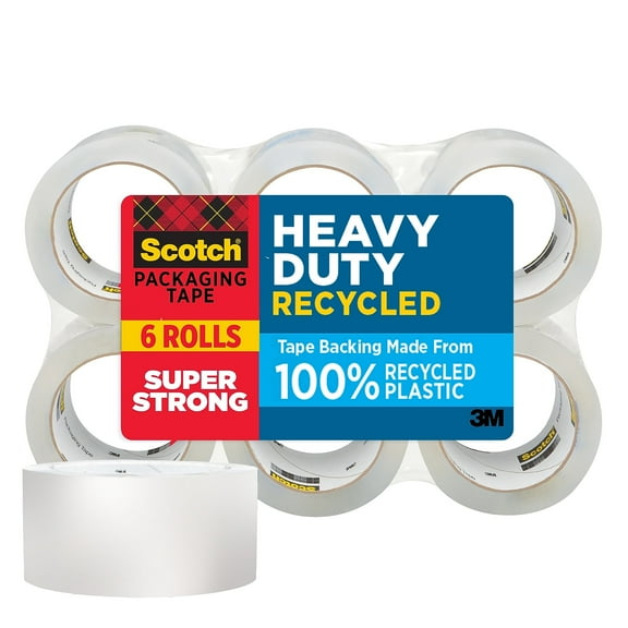Scotch Heavy Duty Recycled Packing Tape 1.88" x 54.6 yds. Clear 6/Pack (7750-6)