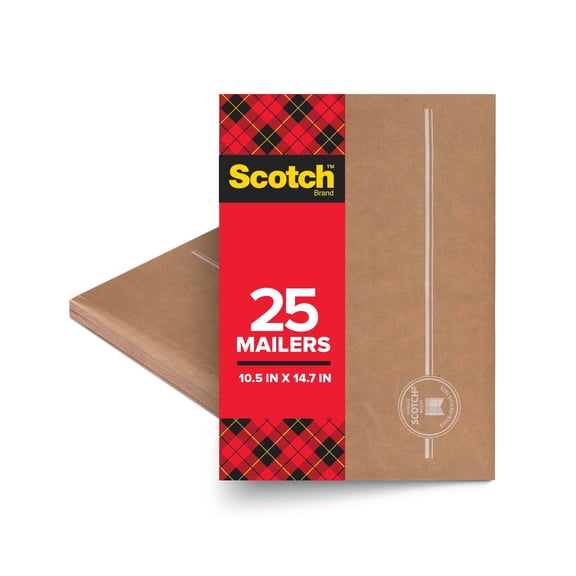 Scotch Curbside Recyclable Padded Mailer, 10.5 in x 14.7 in, 25 Mailers