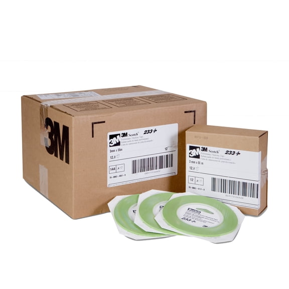 Scotch Performance Masking Tape 233+, 26343, 3 mm x 55 m, 12 per case