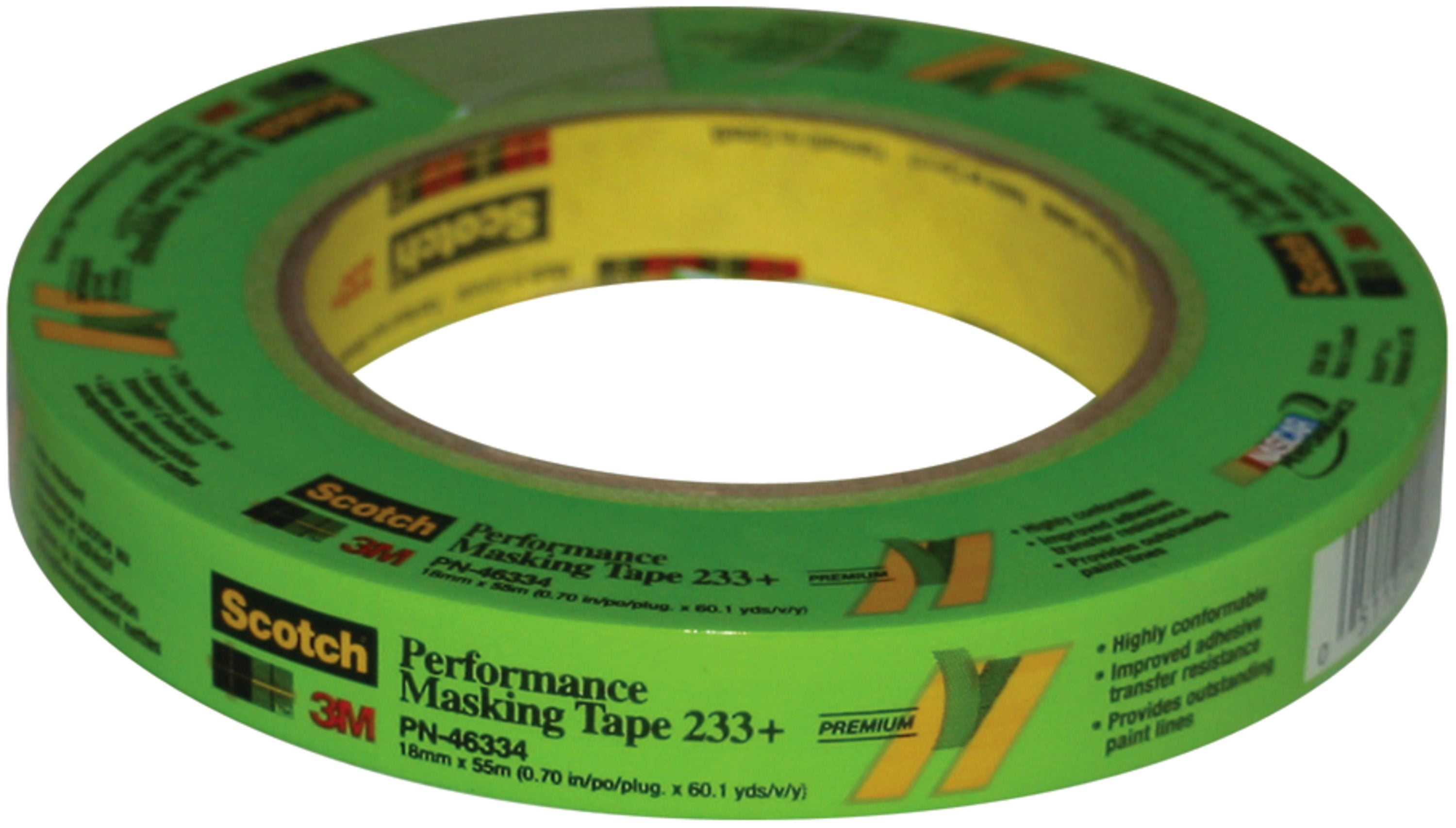 Scotch Performance Masking Tape 233+, 46334, 18 mm x 55 m, 48 per case