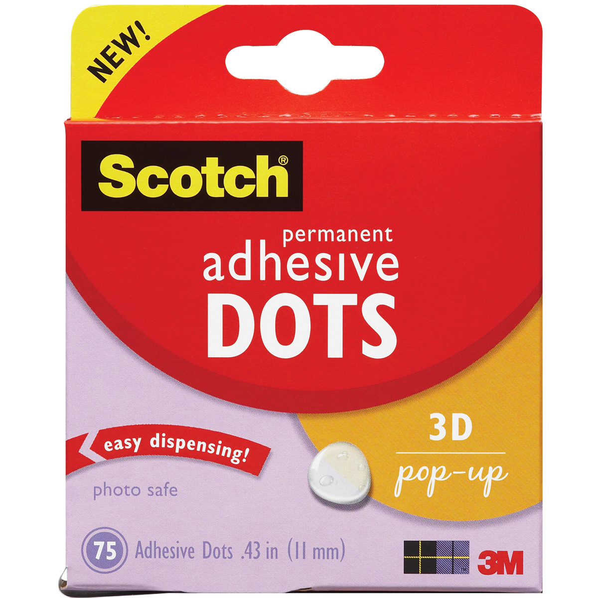 Scotch Permanent Adhesive Dots-3D Pop-Up .43" 75/Pkg - image 1 of 3