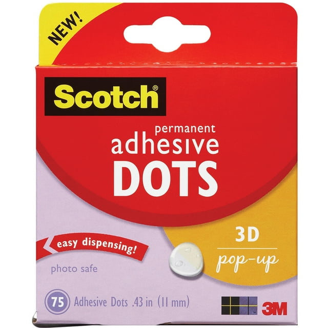 Scotch Permanent Adhesive Dots-3D Pop-Up .43" 75/Pkg