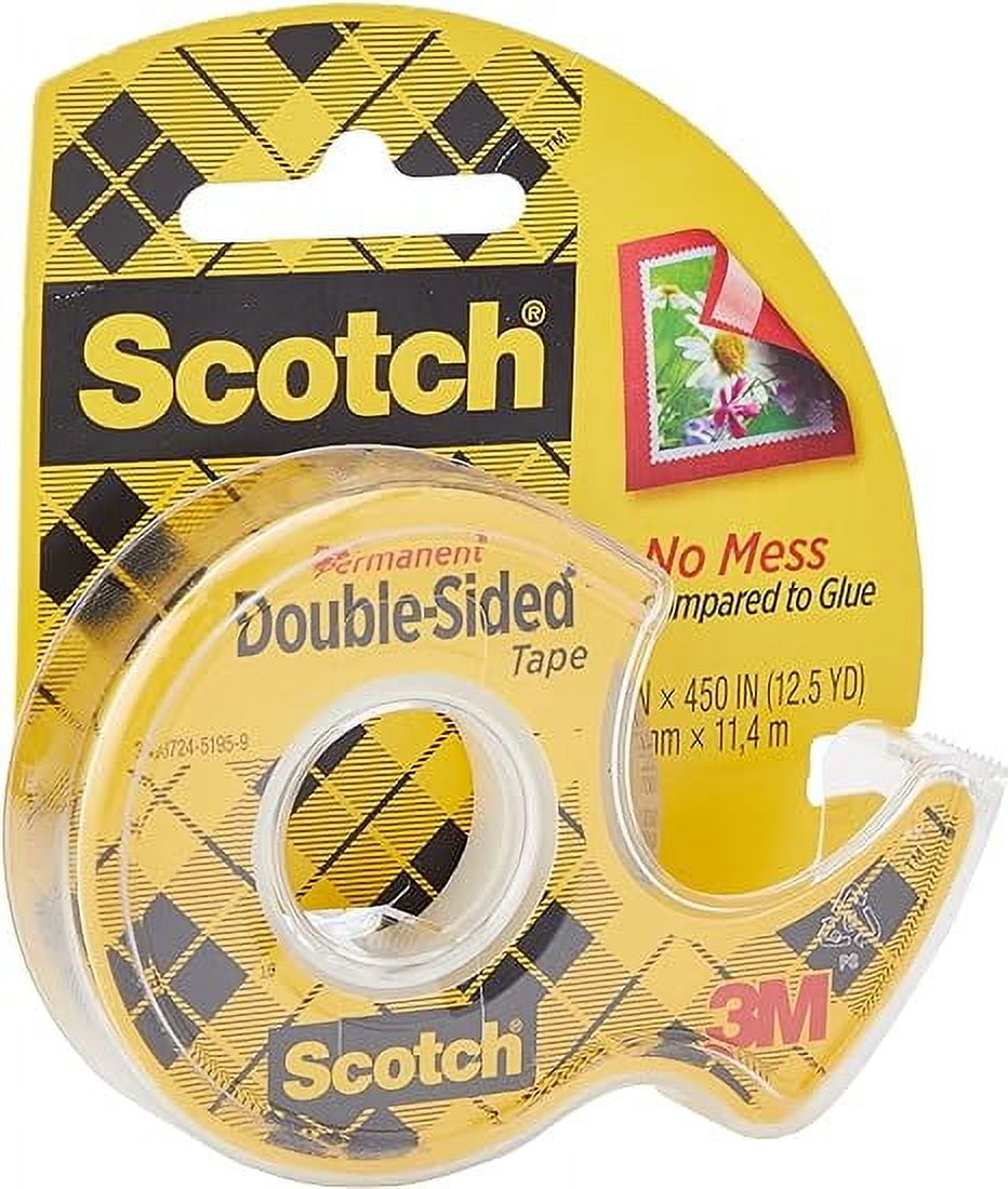 Scotch Permanent Double-Sided Stick Tape, 1/2 Inch x 450 Inch, 1 Ea, 3 Pack