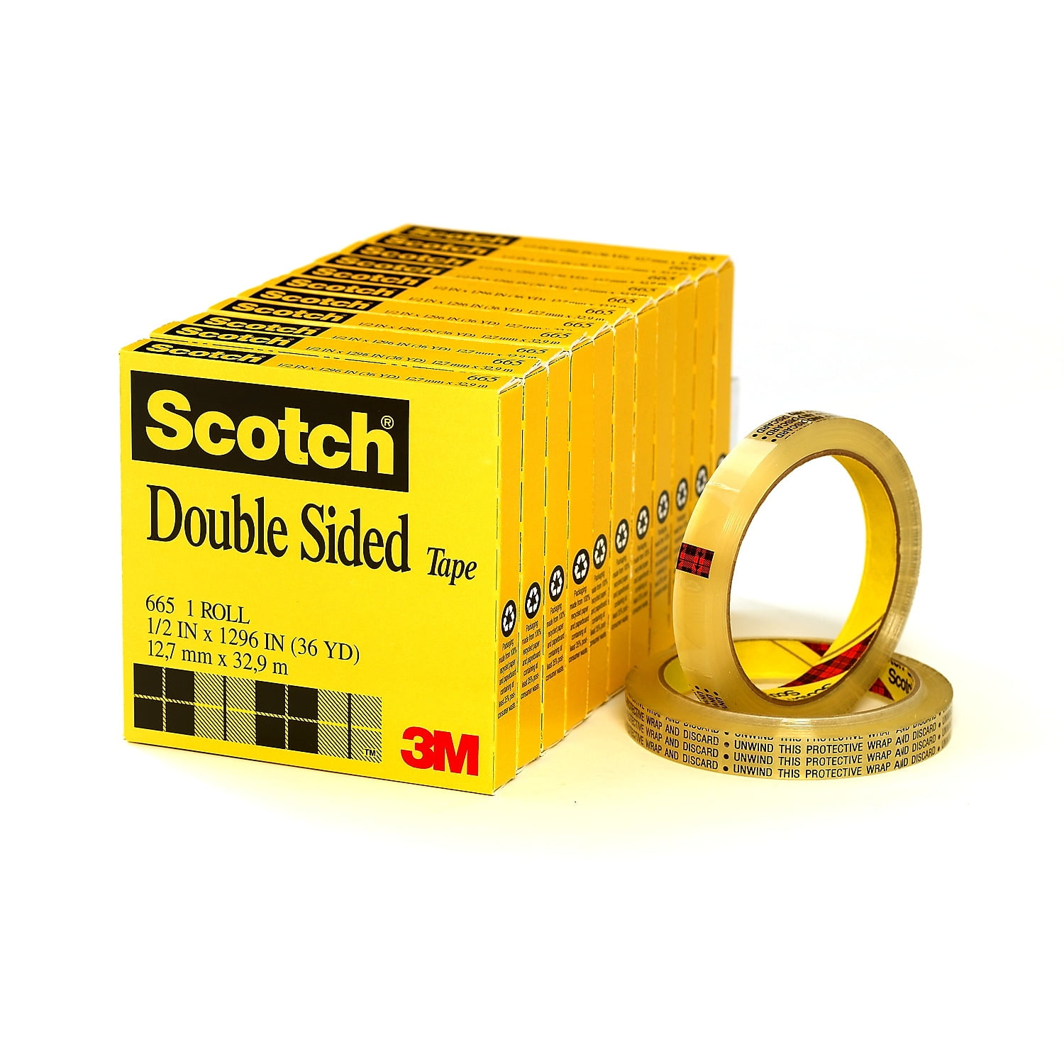 1/2 x 36 yds. Scotch® 665 Double Sided Tape (Permanent) 3 Core