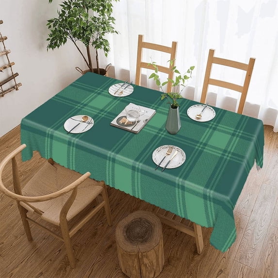 Scotch Plaid Rectangular Tablecloth 60"x120" with Lace Edge, Washable Durable Table Cover for Dining, Indoor Outdoor Home Restaurant Decor