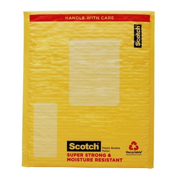 Scotch Plastic Bubble Mailer, 8.5 in x 11 in, Yellow, 1 Mailer