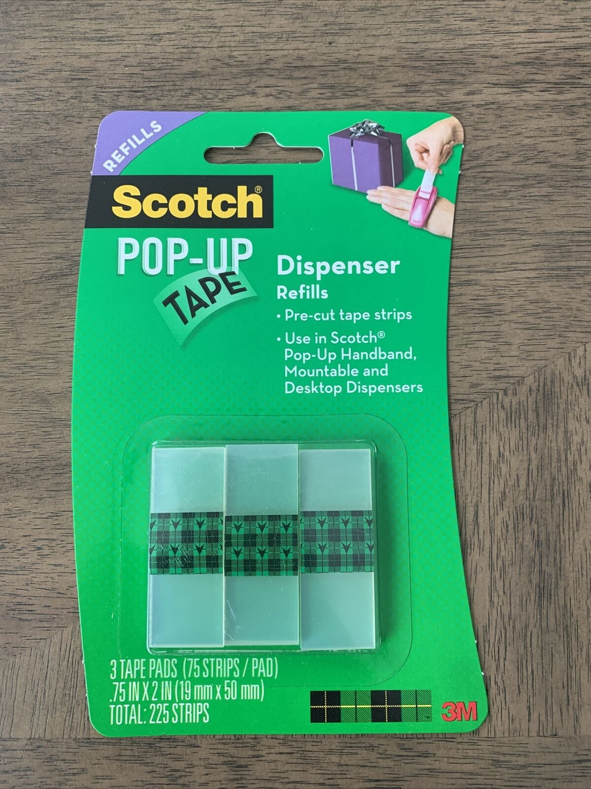 2 Packs - 3M Scotch Pop-Up Tape Refills - 3 tape pads per pack (75 strips  per