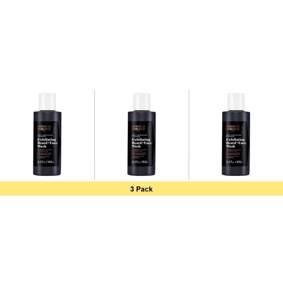 Scotch Porter Exfoliating Beard and Face Cleanser for Men, 2.17 Oz - 3 Pack