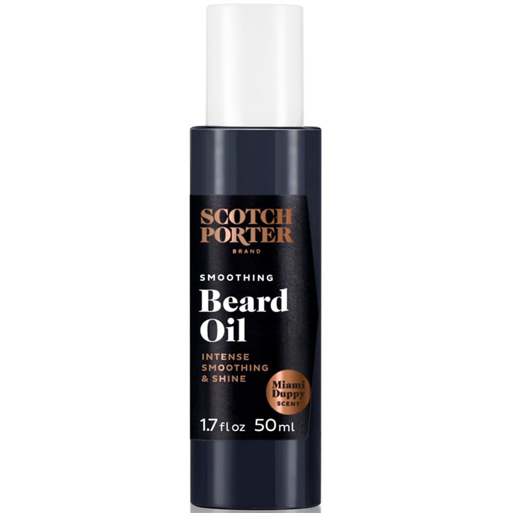 Scotch Porter Smoothing Beard Oil | Seals in Moisture and Smooths Flyaways for a Frizz-Free, Fuller/Healthier-Looking Beard with All-Day Shine | Miami Duppy Scent | 1.7oz. Bottle