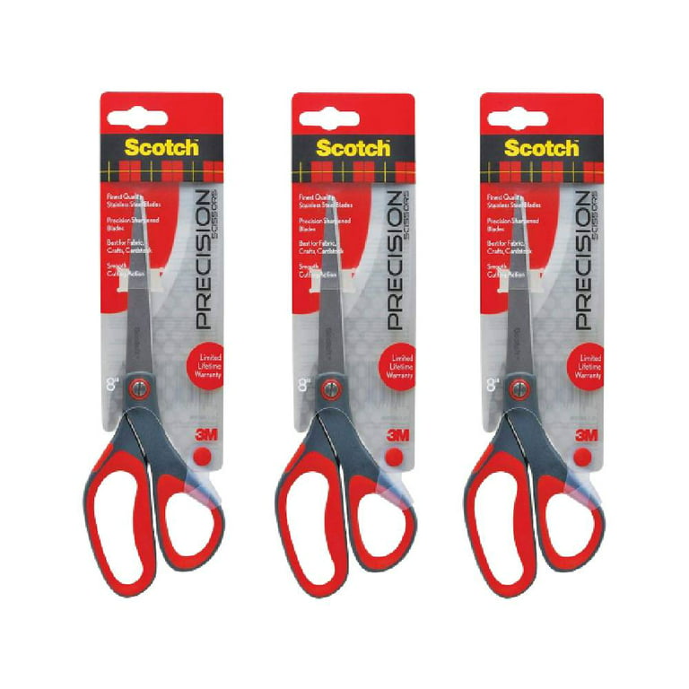 3M 1448 Scotch® 8 Stainless Steel Pointed Tip Precision Scissors with Red  and Dark Gray Handle