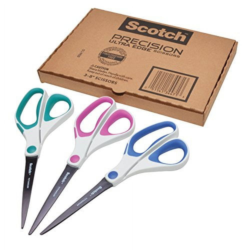 Scotch Precision Ultra Edge Titanium Scissors, 8 Inch, 3-Pack