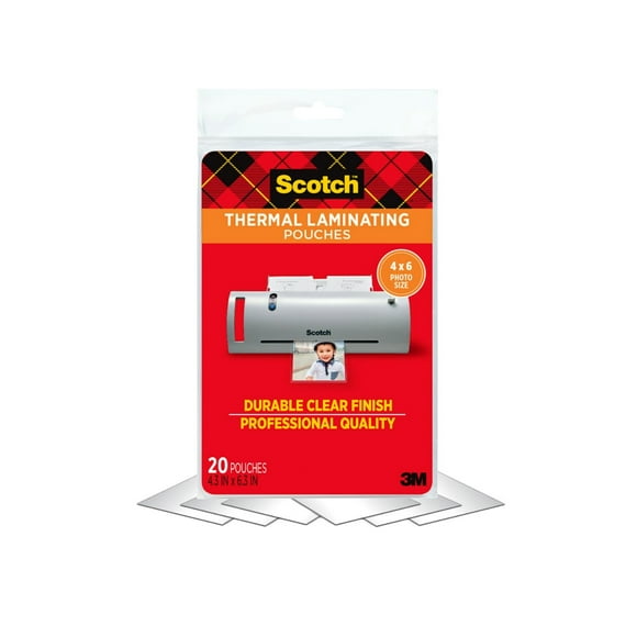 Scotch Premium Thermal Laminating Pouch 20 Pack, 4" x 6" Sheets