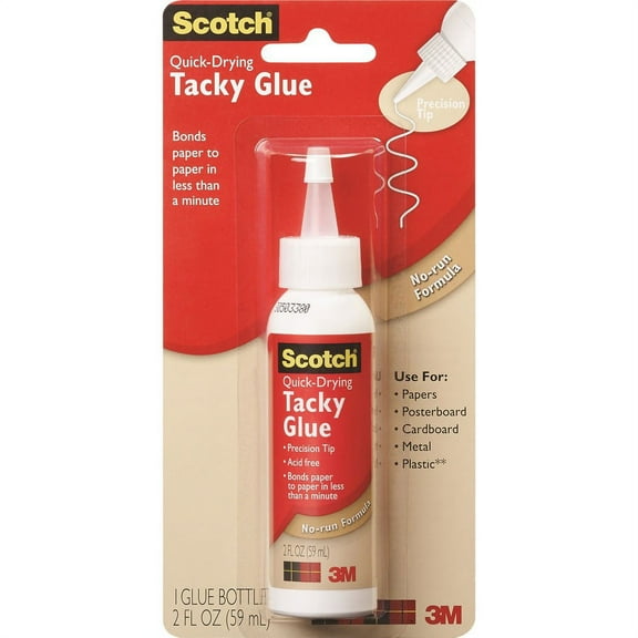 Scotch Quick-drying Tacky Glue - 2 oz - 1 / Pack - Clear | Bundle of 2 Packs