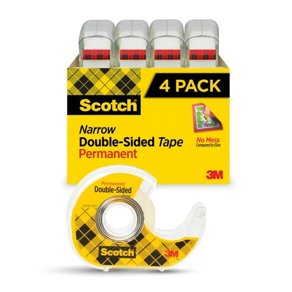 Scotch(R) 137 Photo Safe Double-Sided Tape, 1/2in. x 400in., Pack Of 4