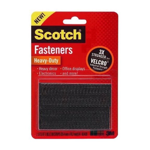 Scotch(R) Heavy-Duty Fasteners, 2 Sets of 1 x 3 Inches, Strips ,Black (RFD7091)