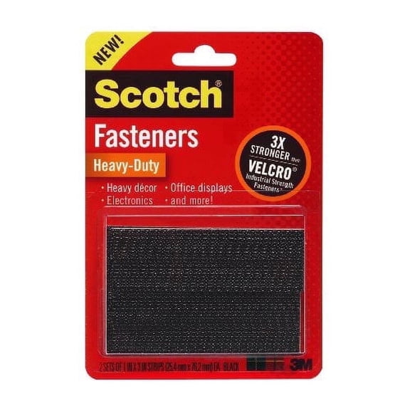 Scotch(R) Heavy-Duty Fasteners, 2 Sets of 1 x 3 Inches, Strips ,Black (RFD7091)