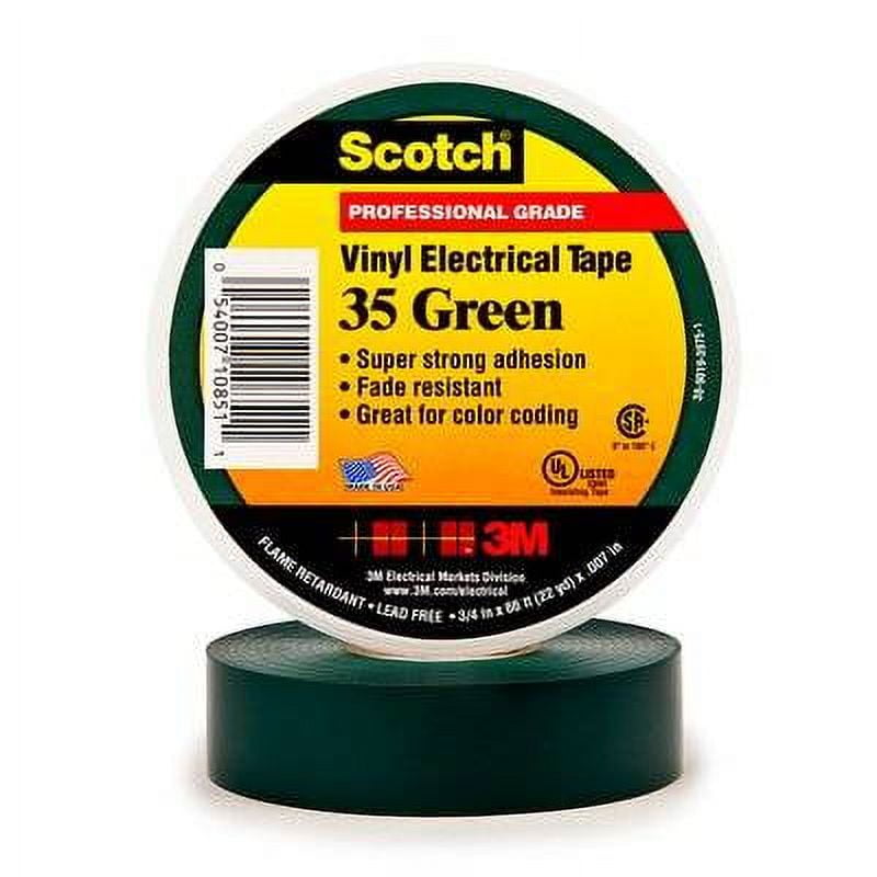 Scotch(R) Vinyl Electrical Tape 35-Green-1/2, 1/2 in x 20 ft 10EA