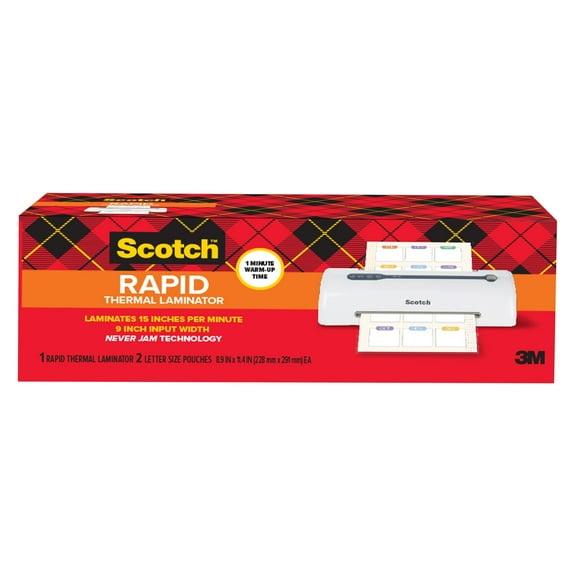 Scotch Rapid Thermal Laminator, 9 in., Includes 2 Laminating Pouches
