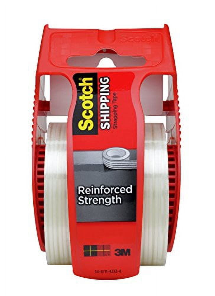 Scotch Reinforced Strength Shipping Strapping Tape with Dispenser, Clear, 1.88"x 360 in, 1